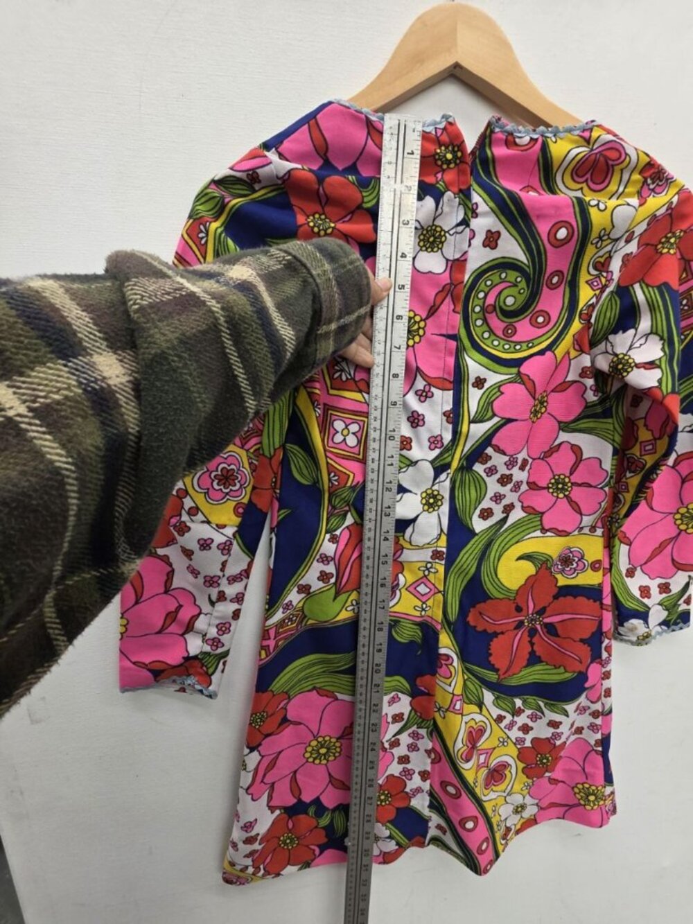 Vintage Flower multicolor Mini Dress Gogo Girl Halloween Size Small Handmade - Picture 12 of 14